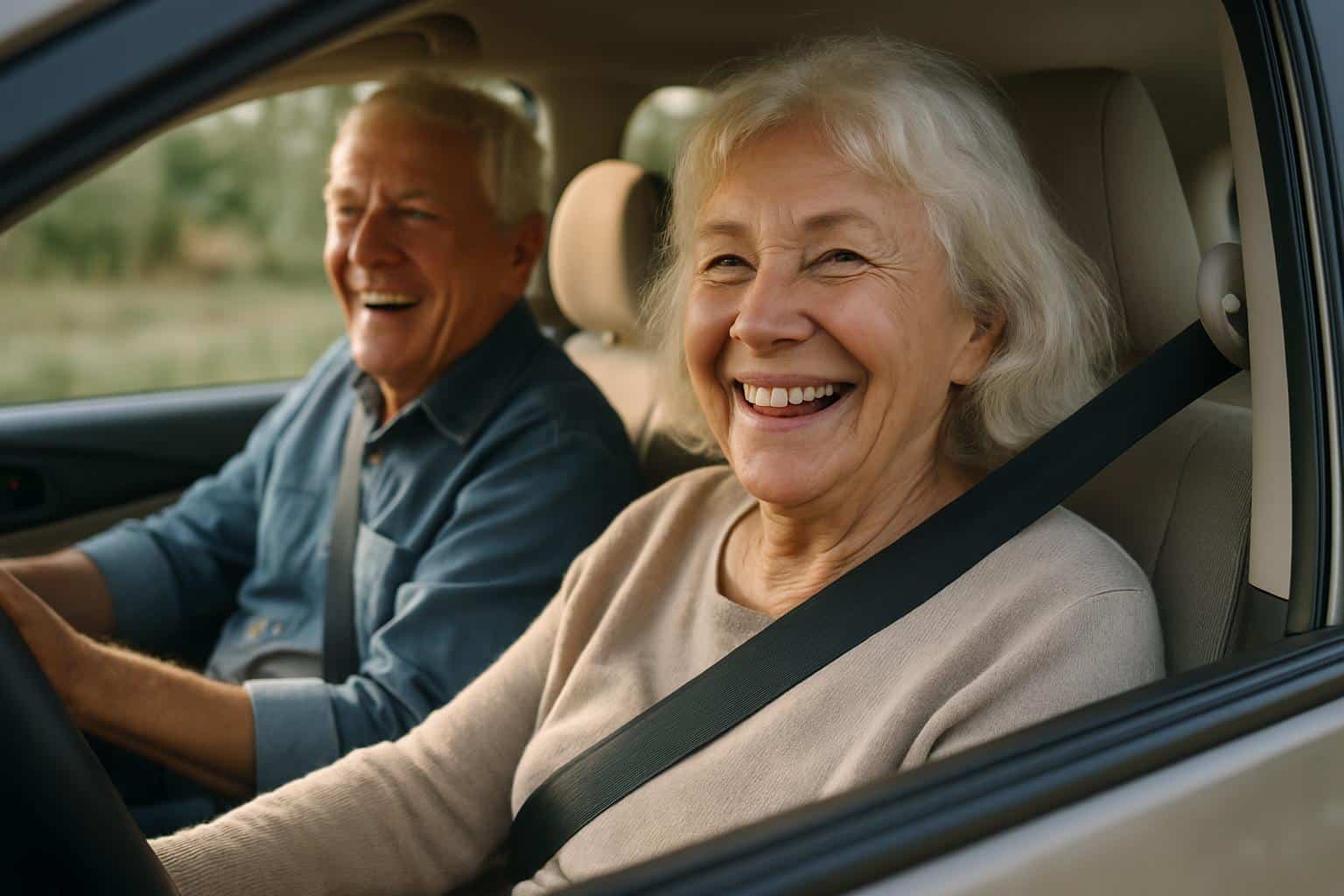 2 senioren in de auto na de 75+ rijbewijskeuring